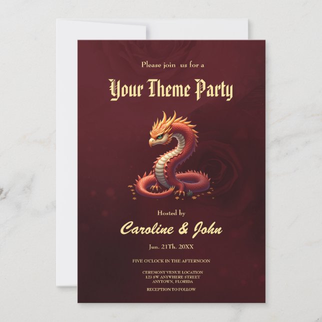 Invitación The golden serpent dragon. (Anverso)