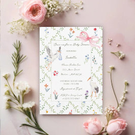 Invitación The Heirloom Rose & Ribbon Signature Stork