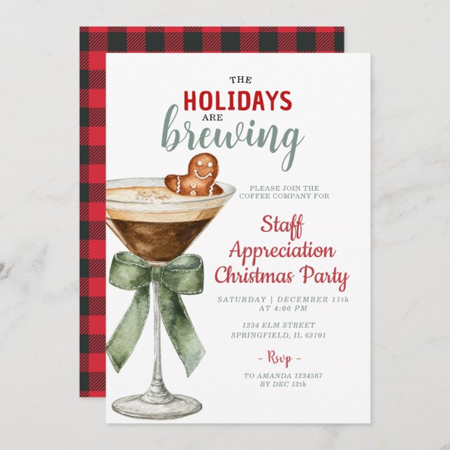 Invitación The Holidays Are Brewing Office Community Invite (Anverso / Reverso)