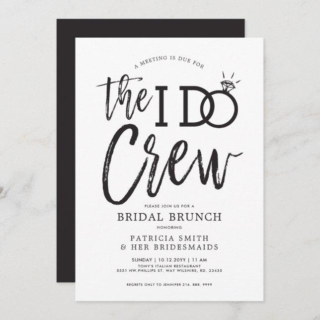 Invitación The I Do Crew | Fiesta Brunch Nupcial (Anverso / Reverso)