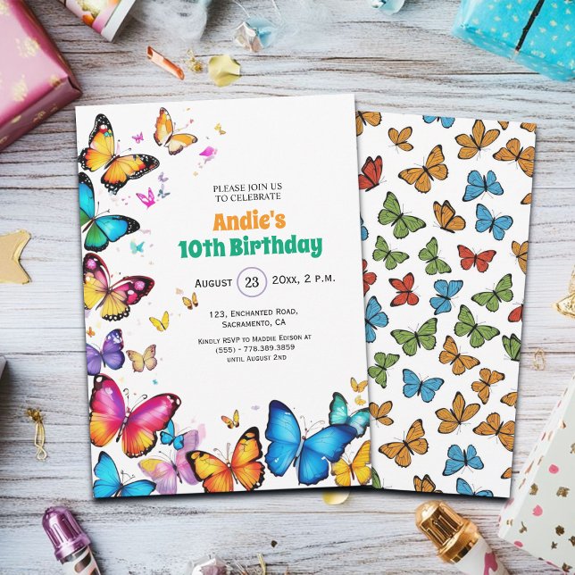 Invitación The Joy of Butterflies 10th Birthday Invitation (Subido por el creador)