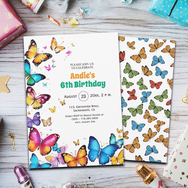 Invitación The Joy of Butterflies 6th Birthday Invitation (Subido por el creador)