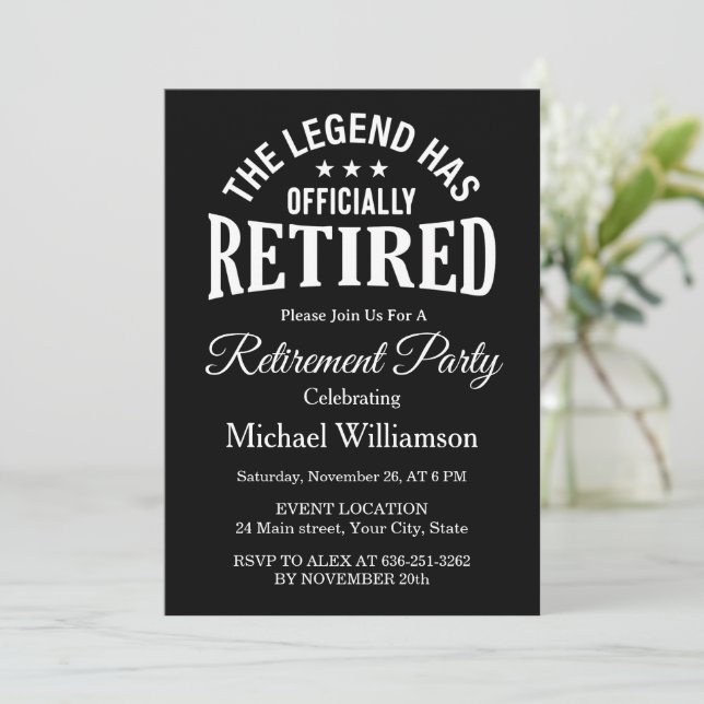 Invitación The Legend has officially retired Retirement party (Anverso de pie)