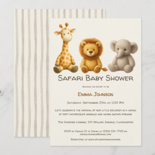 Invitación The Little Explorer   Safari Friends Baby Shower