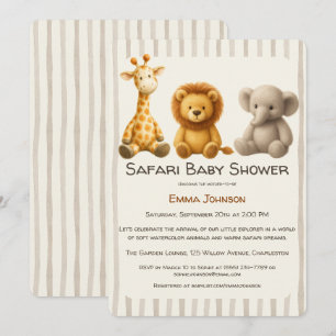 Invitación The Little Explorer   Safari Friends Baby Shower
