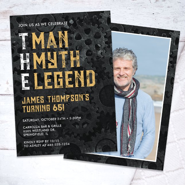 Invitación The Man The Myth The Legend 65th Photo Birthday (Subido por el creador)
