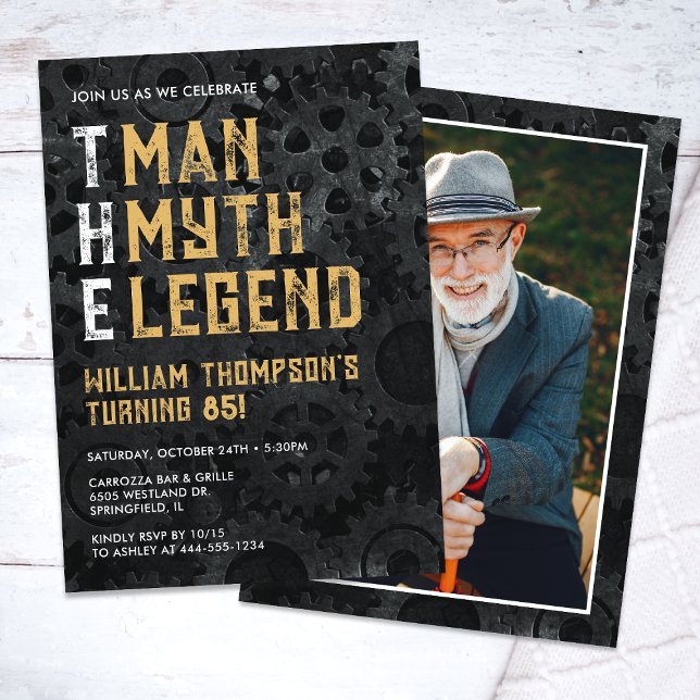 Invitación The Man The Myth The Legend 85th Photo Birthday (Subido por el creador)