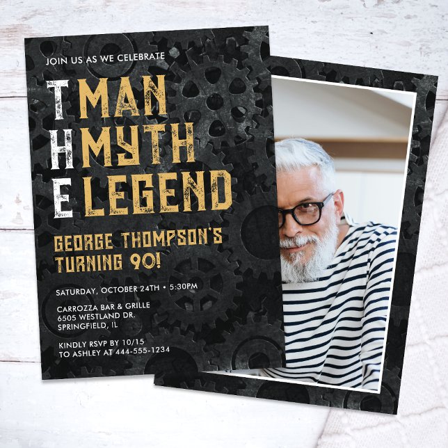 Invitación The Man The Myth The Legend 90th Photo Birthday (Subido por el creador)