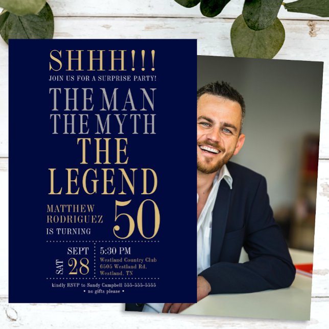 Invitación The Man The Myth The Legend Surprise 50th Birthday (Subido por el creador)