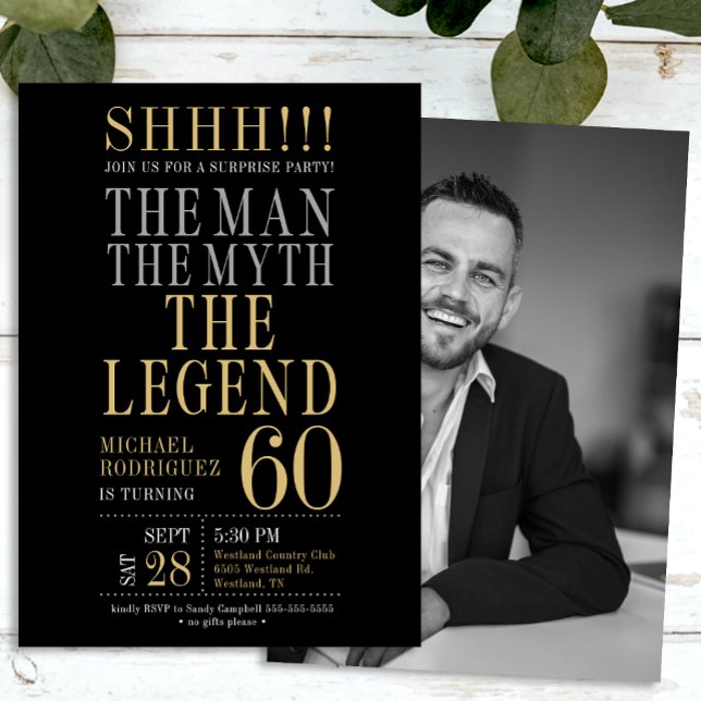 Invitación The Man The Myth The Legend Surprise 60th Birthday (Subido por el creador)