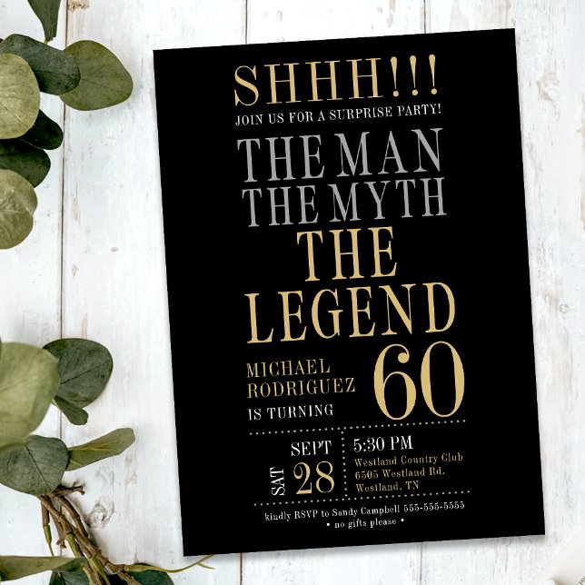 Invitación The Man The Myth The Legend Surprise 60th Birthday (Subido por el creador)