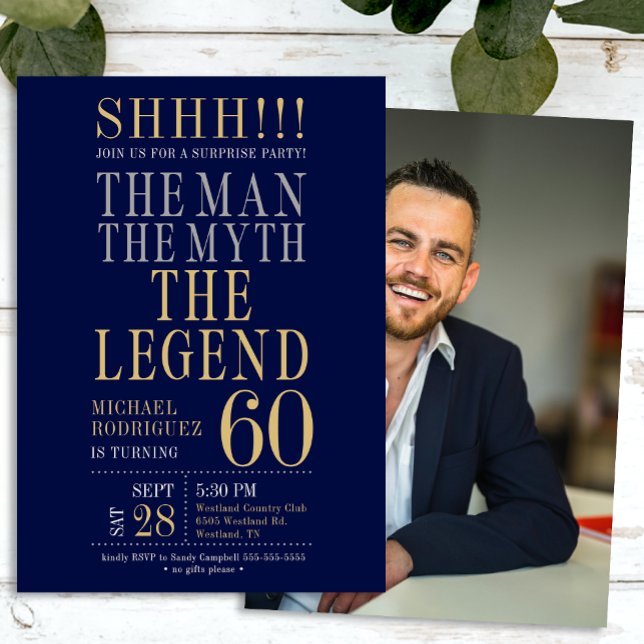 Invitación The Man The Myth The Legend Surprise 60th Birthday (Subido por el creador)