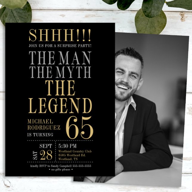 Invitación The Man The Myth The Legend Surprise 65th Birthday (Subido por el creador)