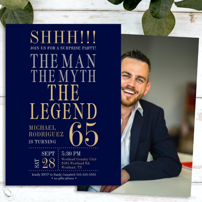 Invitación The Man The Myth The Legend Surprise 65th Birthday (Subido por el creador)