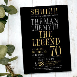 Invitación The Man The Myth The Legend Surprise 70th Birthday