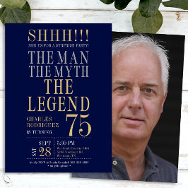Invitación The Man The Myth The Legend Surprise 75th Birthday