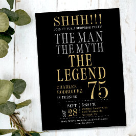 Invitación The Man The Myth The Legend Surprise 75th Birthday