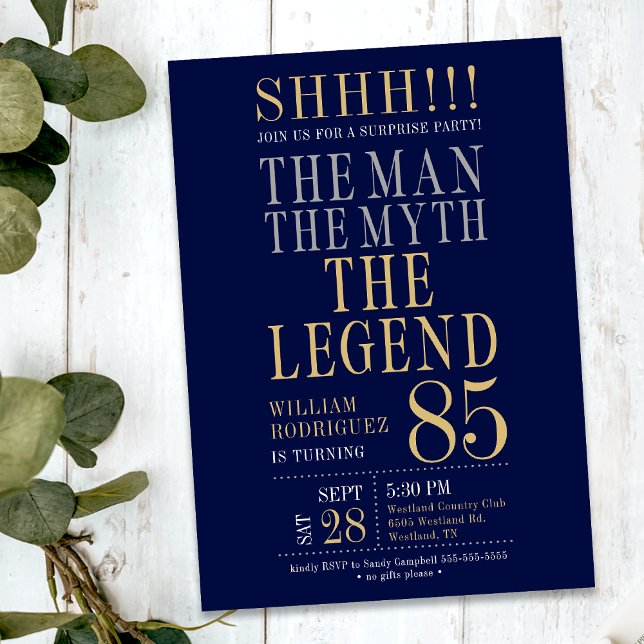 Invitación The Man The Myth The Legend Surprise 85th Birthday (Subido por el creador)