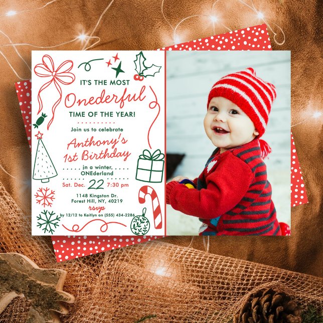 Invitación The Most Onederful Time Of The Year 1st Birthday (Subido por el creador)