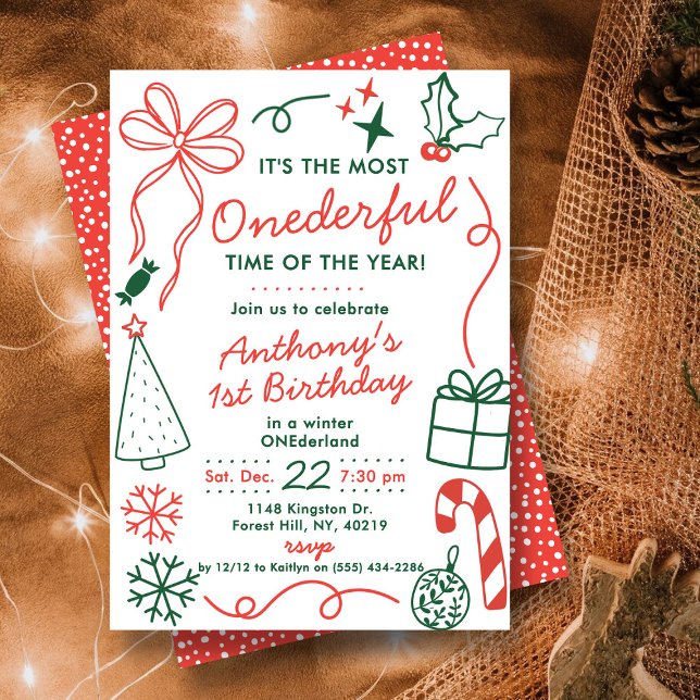 Invitación The Most Onederful Time Of The Year 1st Birthday (Subido por el creador)