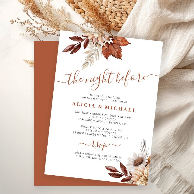 Invitación The night before fall wedding rehearsal dinner (Subido por el creador)