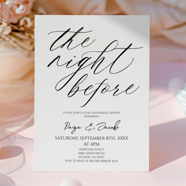 Invitación The Night Before Minimal Wedding Rehearsal Dinner (Subido por el creador)