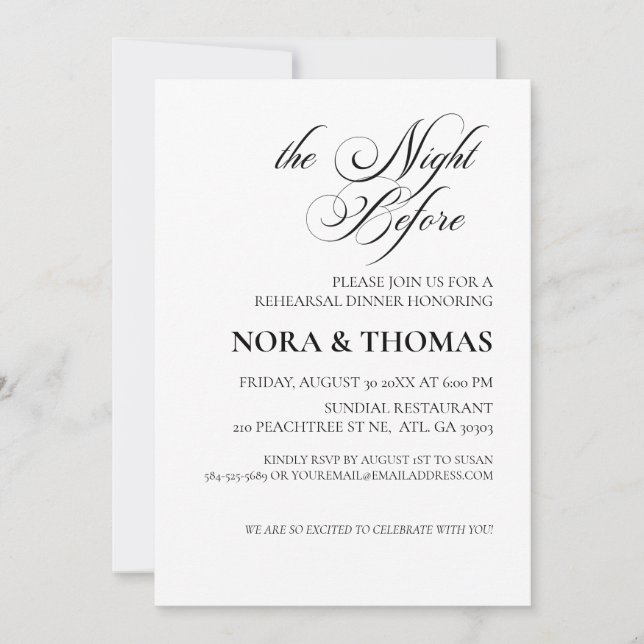 Invitación The Night Before Rehearsal Dinner Invitation (Anverso)