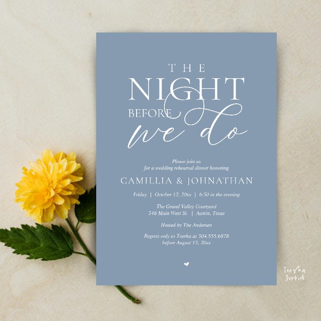 Invitación “The Night Before We Do” Modern Rehearsal Dinner (“The Night Before We Do” Modern Classy Rehearsal Dinner Reception Invitation Card Cream Grey)