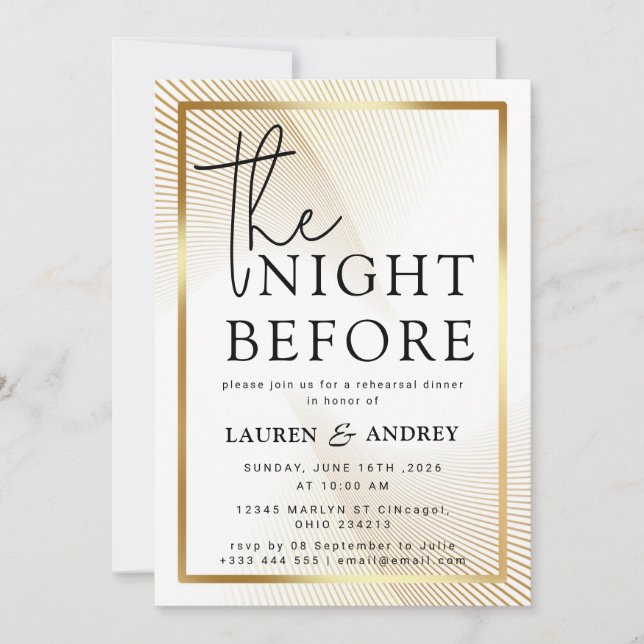 Invitación The Night Before Wedding Invitation (Anverso)