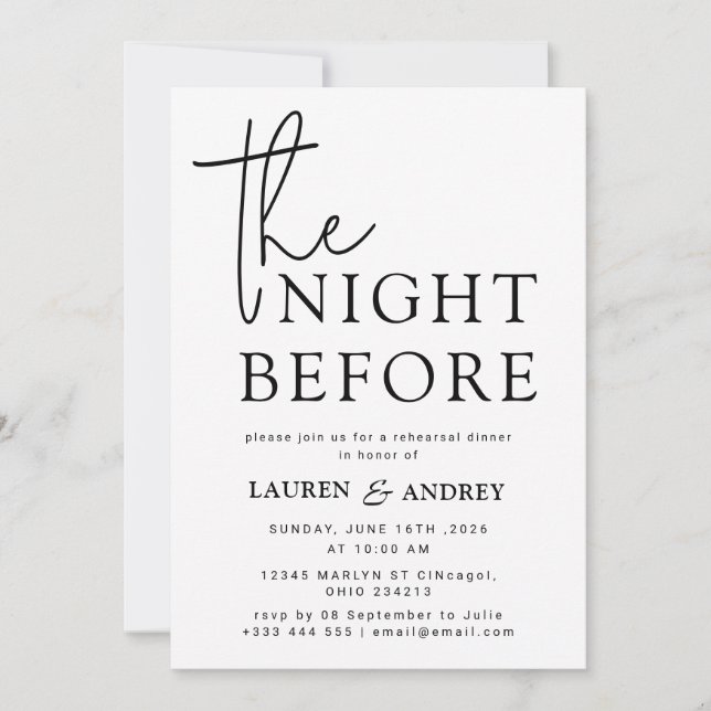 Invitación The Night Before Wedding Invitation (Anverso)