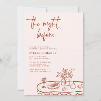 Invitación The Night Before Whimsical Doodle Rehearsal Dinner