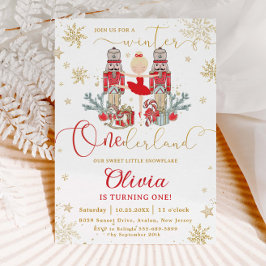 Invitación The Nutcracker Winter Onederland 1st Birthday Red