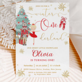 Invitación The Nutcracker Winter Onederland 1st Birthday Red