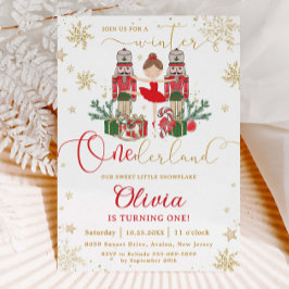 Invitación The Nutcracker Winter Onederland 1st Birthday Red
