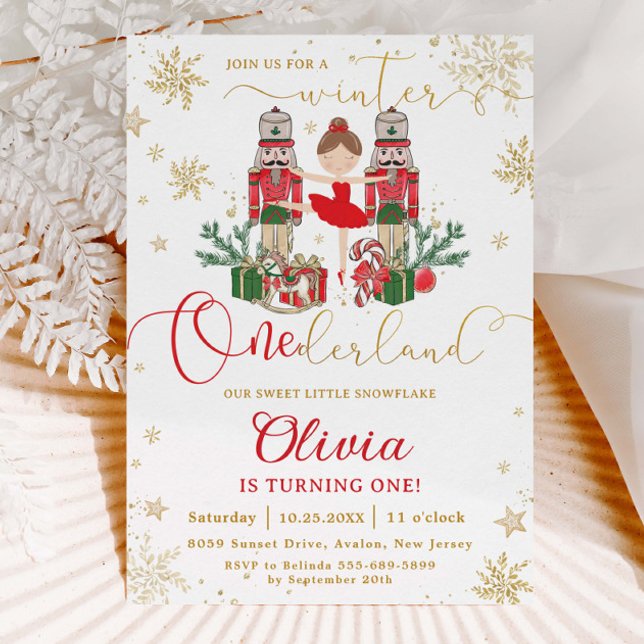 Invitación The Nutcracker Winter Onederland 1st Birthday Red (Subido por el creador)