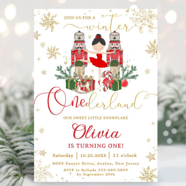 Invitación The Nutcracker Winter Onederland 1st Birthday Red (Subido por el creador)