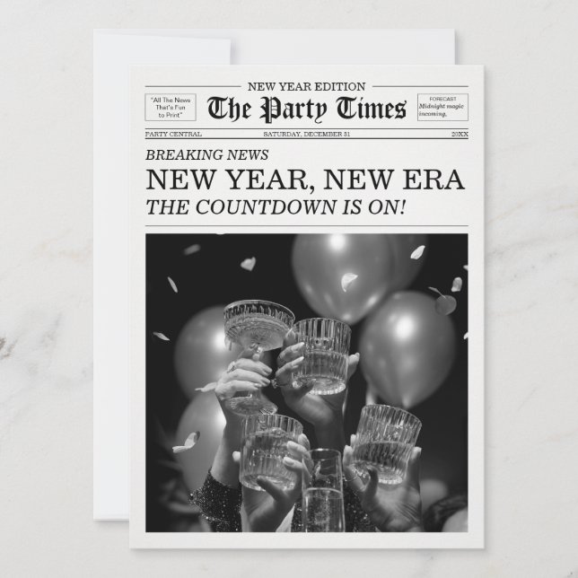 Invitación The Party Times Newspaper New Year New Era (Anverso)