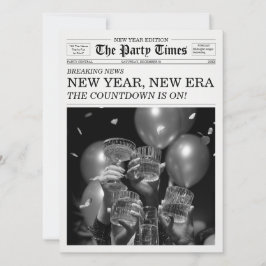 Invitación The Party Times Newspaper New Year New Era