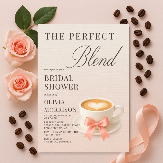 Invitación The Perfect Blend Coquette Coffee Bridal Shower (Subido por el creador)