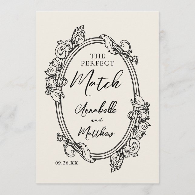 Invitación The Perfect Match Vintage Drawn Wedding Favor (Anverso)
