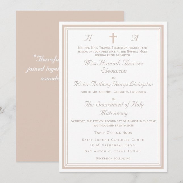 Invitación The Refined Catholic Wedding (Anverso / Reverso)