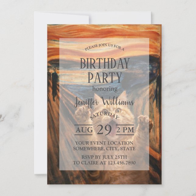 Invitación The Scream Cat Parody Art                          (Anverso)