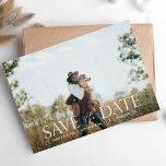 Invitación The Script H Modern 2 Photo Save the Date<br><div class="desc">Get your guests in the mood for your wedding with  your modern & chic The Script H Modern 2 Two Photo & calligraphy save the date invitation.

horizontal / landscape in orientation.</div>
