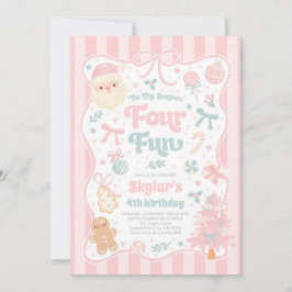 Invitación The Season Four Fun Christmas Bow 4th Birthday