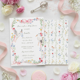 Invitación The Stork Heirloom Rose & Ribbon Baby Shower 