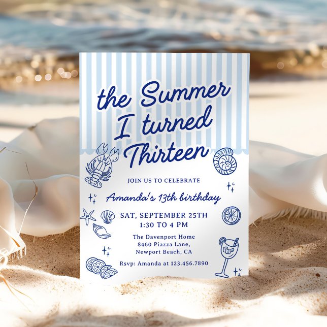 Invitación The Summer I Turned Thirteen 13th Birthday Party (Subido por el creador)
