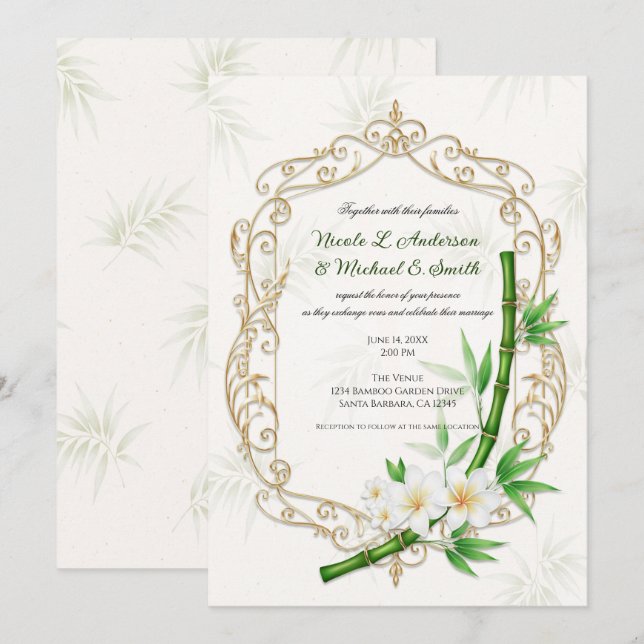 Invitación The Tropical Imperial Bamboo Garden Wedding  (Anverso / Reverso)