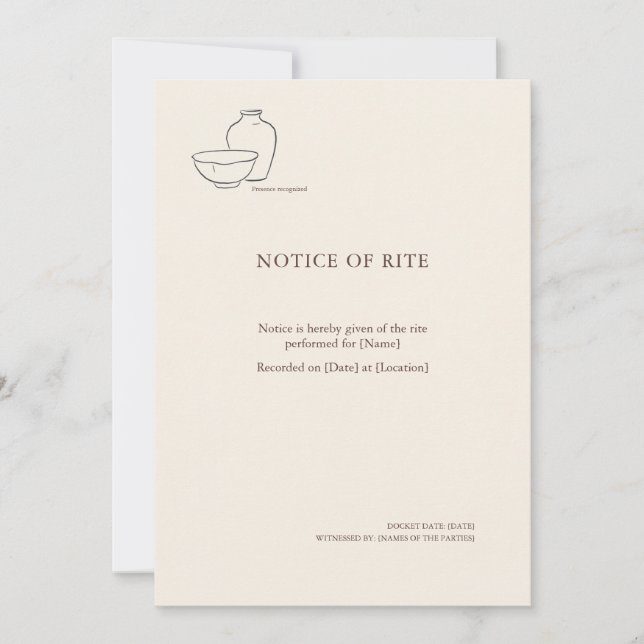 Invitación The Vessel- Minimalist Sacrement Announcement  (Anverso)