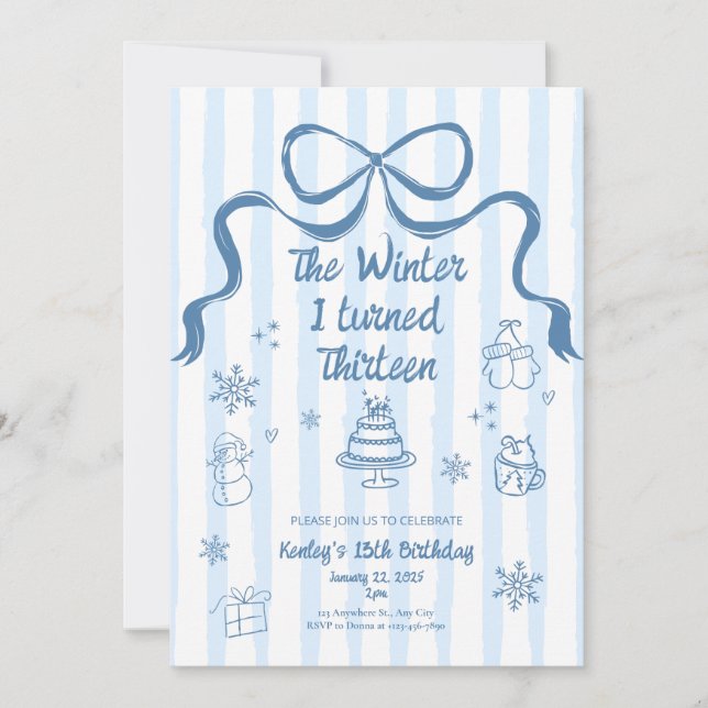 Invitación The Winter I turned 13 Birthday Invitation (Anverso)
