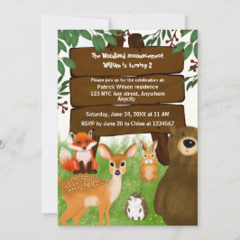 Invitación The Woodland Birthday Party Forest Animals Kids